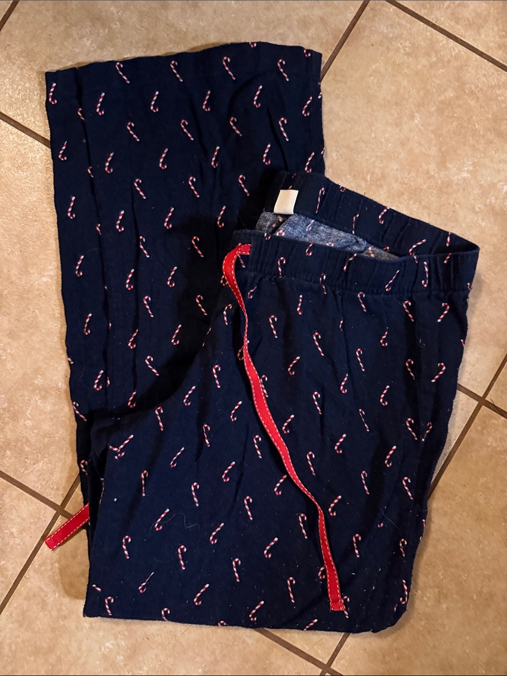 Old Navy Navy Pajama Pants with Red and White Candy Cane Print